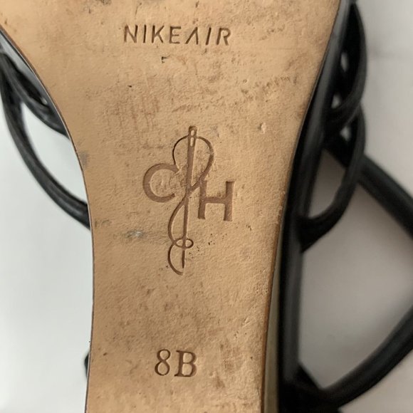 Cole Haan NikeAir Heels Slingback Sandal Platform Wedge Black Leather Uppers 8 - Picture 10 of 12